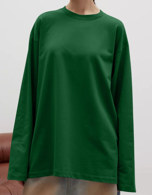 Load image into Gallery viewer, Round Neck Dropped Shoulder Long Sleeve T-Shirt
