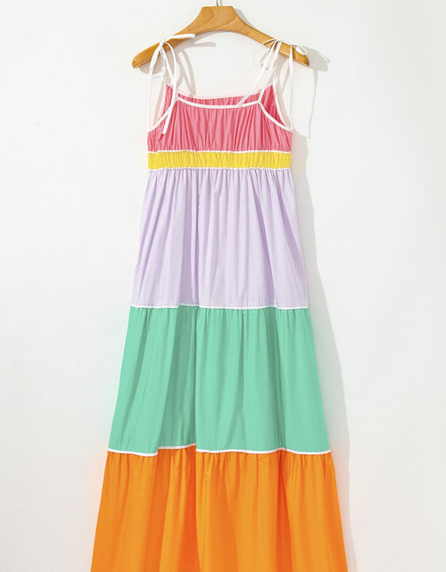 Load image into Gallery viewer, Color Block Flowy Tiered Maxi Dress with Pockets
