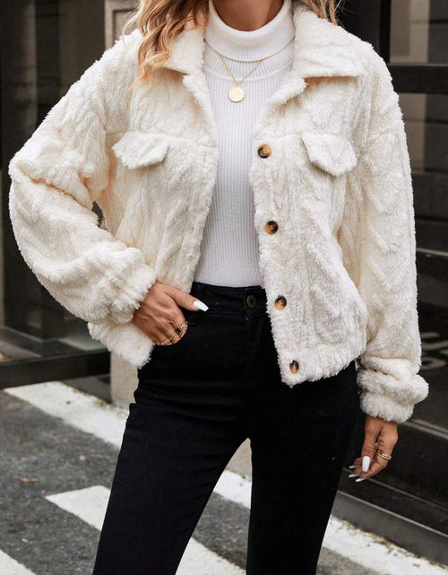 Load image into Gallery viewer, Button Up Long Sleeve Fuzzy Outerwear
