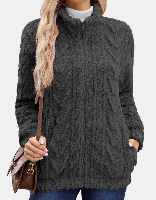 Load image into Gallery viewer, Fuzzy Zip Up Long Sleeve Jacket
