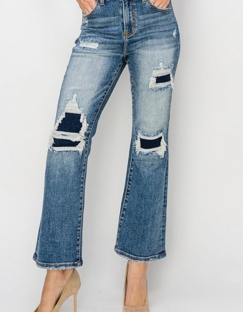 Load image into Gallery viewer, Risen Full Size High Rise Distressed Ankle Flare Jeans
