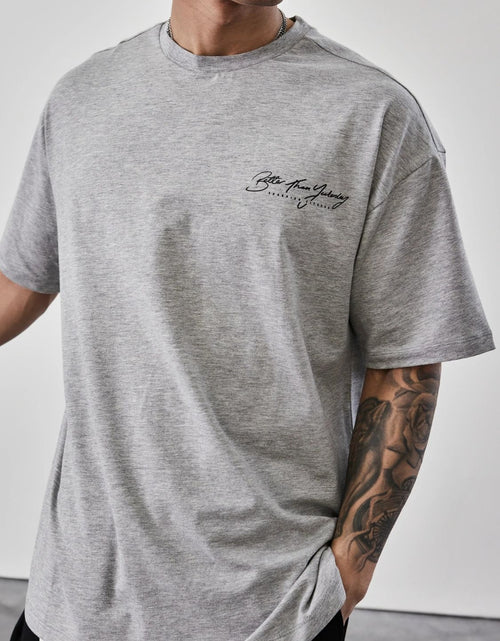 Load image into Gallery viewer, Men's Plus Size Letter Graphic Round Neck Half Sleeve T-Shirt

