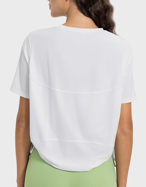 Load image into Gallery viewer, Millennia Drawstring Round Neck Short Sleeve Active T-Shirt
