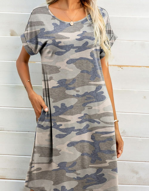 Load image into Gallery viewer, Scoop Neck Short Sleeve Pocket Dress
