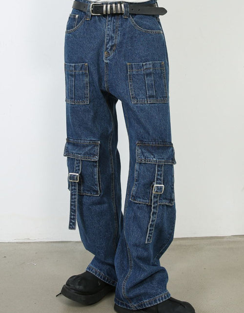 Load image into Gallery viewer, Men's Mid Rise Jeans with Cargo Pockets
