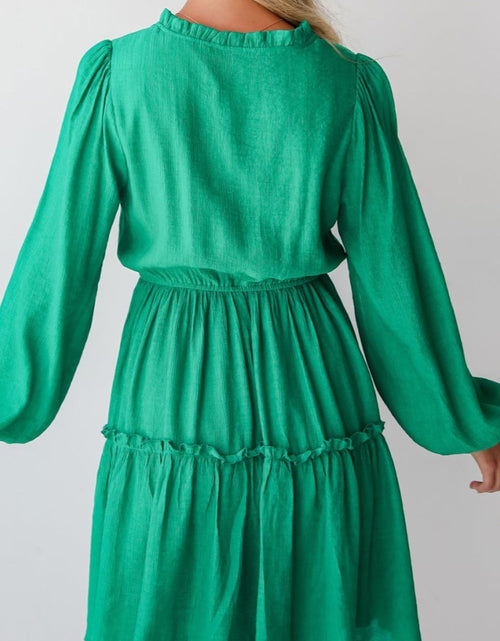 Load image into Gallery viewer, Frill V-Neck Long Sleeve Mini Dress
