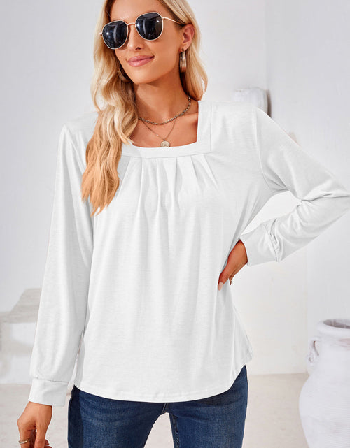Load image into Gallery viewer, Square Neck Ruched Long Sleeve Blouse
