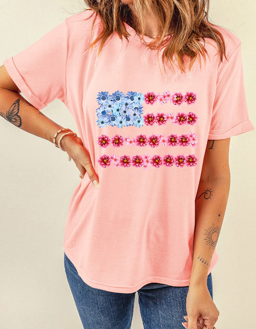 Load image into Gallery viewer, Graphic Round Neck Short Sleeve T-Shirt

