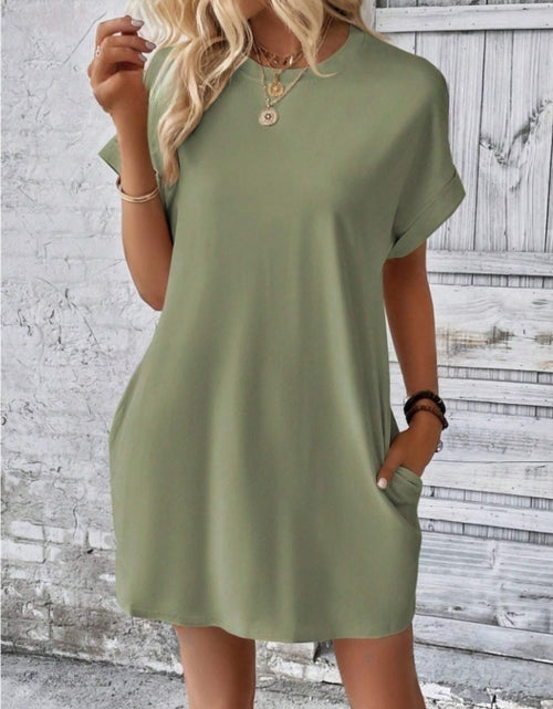 Load image into Gallery viewer, Short Sleeve Mini Tee Dress with Pockets
