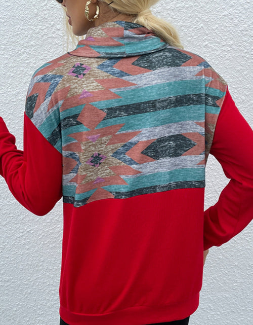 Load image into Gallery viewer, Shiny Geometric Drawstring Long-Sleeve Sweatshirt
