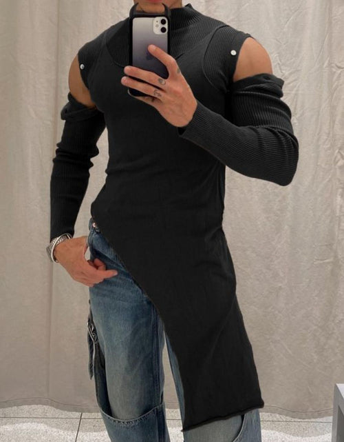 Load image into Gallery viewer, Men's Asymmetrical Mock Neck Cold Shoulder Top
