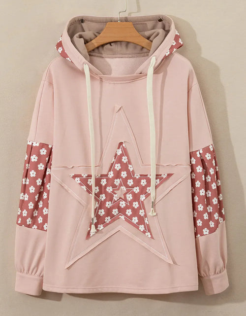 Load image into Gallery viewer, Drawstring Star Long Sleeve Hoodie
