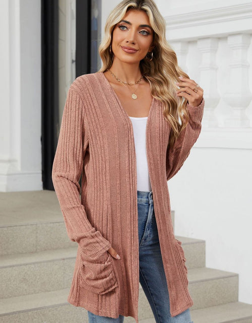 Load image into Gallery viewer, Pocketed Open Front Long Sleeve Cardigan
