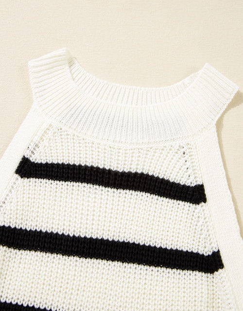 Load image into Gallery viewer, Contrast Striped Drawstring Detail Sleeveless Sweater Dress
