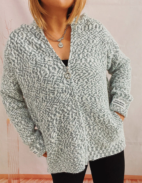 Load image into Gallery viewer, Zip Up Drawstring Long Sleeve Hooded Sweater
