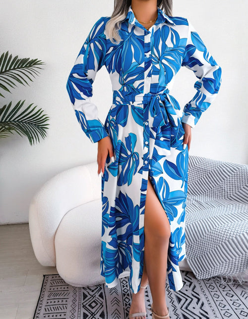 Load image into Gallery viewer, Tied Button Up Long Sleeve Dress
