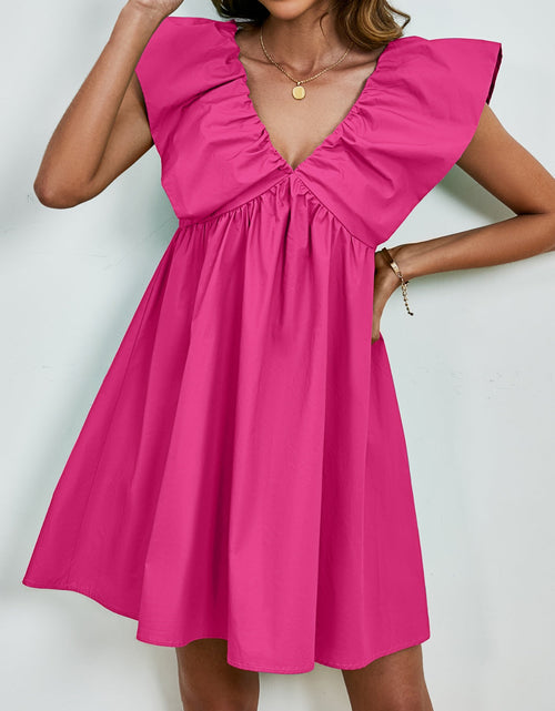 Load image into Gallery viewer, V-Neck Cap Sleeve Mini Dress
