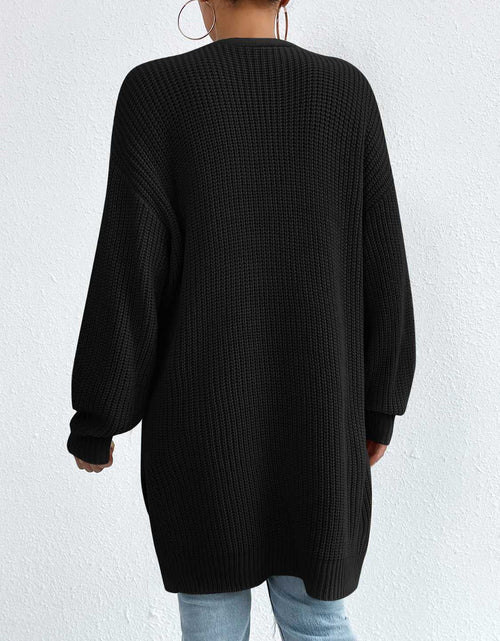 Load image into Gallery viewer, Open Front Dropped Shoulder Slit Cardigan

