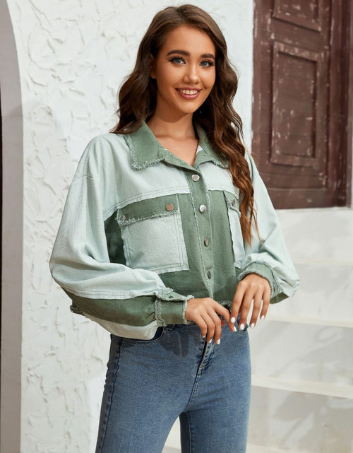 Load image into Gallery viewer, Color Block Crop Jacket with Pockets

