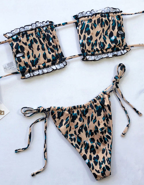 Load image into Gallery viewer, Frill Trim Ruched Bikini Set
