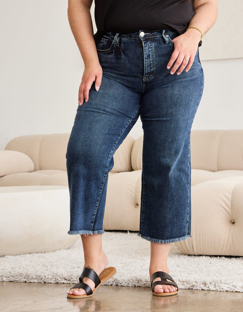 Load image into Gallery viewer, RFM Full Size Tummy Control High Waist Raw Hem Jeans
