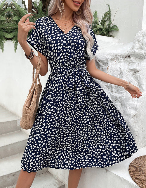 Load image into Gallery viewer, Perfee Printed Tie Waist A-Line Dress
