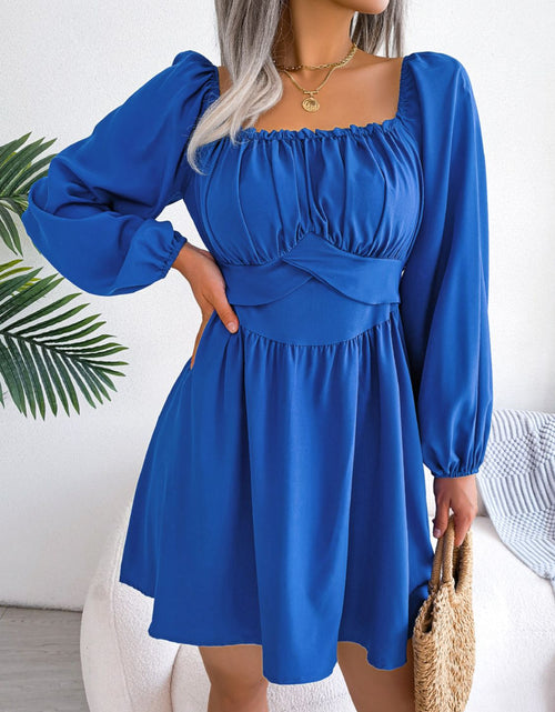 Load image into Gallery viewer, Tied Square Neck Balloon Sleeve Dress
