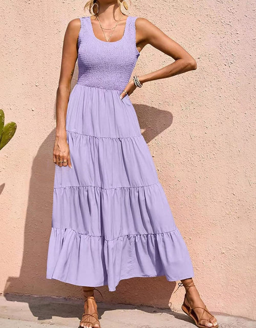 Load image into Gallery viewer, Tiered Smocked Wide Strap Dress
