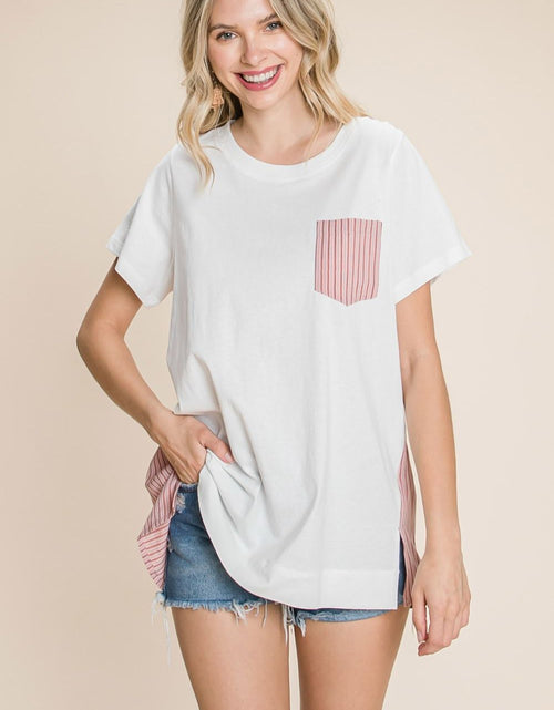 Load image into Gallery viewer, Cotton Bleu by Nu Label Contrast Striped Short Sleeve T-Shirt

