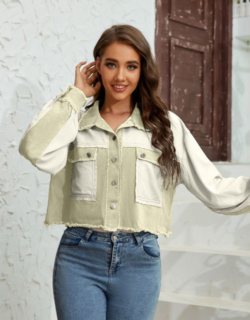 Load image into Gallery viewer, Color Block Crop Jacket with Pockets

