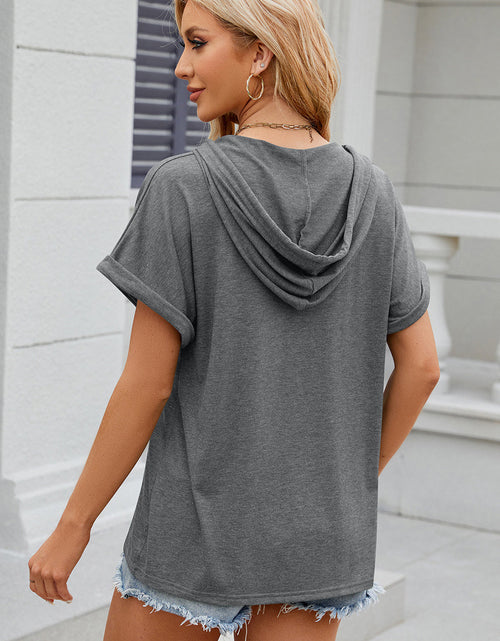 Load image into Gallery viewer, Florira Hooded Short Sleeve T-Shirt
