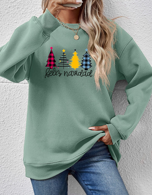 Load image into Gallery viewer, Round Neck Graphic Long Sleeve Sweatshirt
