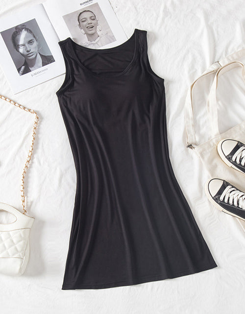 Load image into Gallery viewer, Round Neck Wide Strap Mini Tank Dress with Bra
