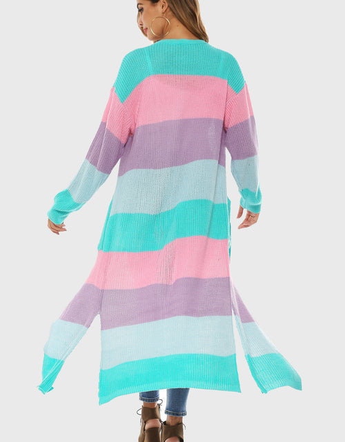 Load image into Gallery viewer, Color Block Long Sleeve Pocketed Cardigan
