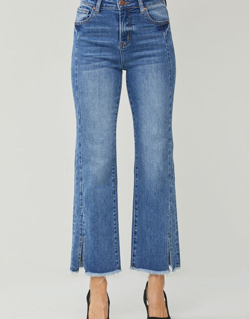 Load image into Gallery viewer, RISEN High Waist Raw Hem Slit Straight Jeans

