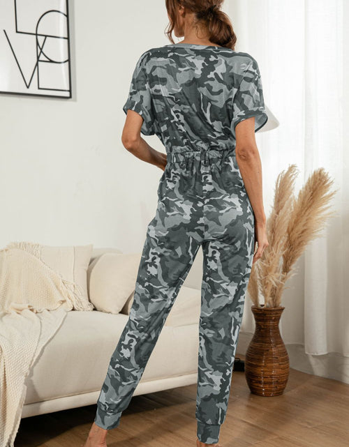Load image into Gallery viewer, Surplice Neck Tied Short Sleeve Jumpsuit
