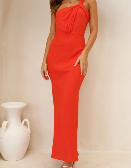 Load image into Gallery viewer, Ruched Single Shoulder Maxi Dress

