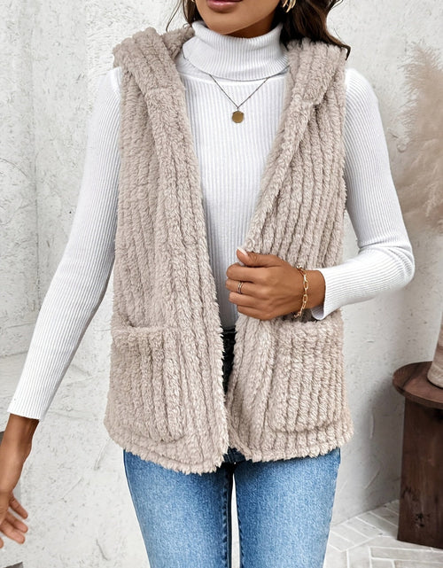 Load image into Gallery viewer, Fuzzy Hooded Vest with Pockets
