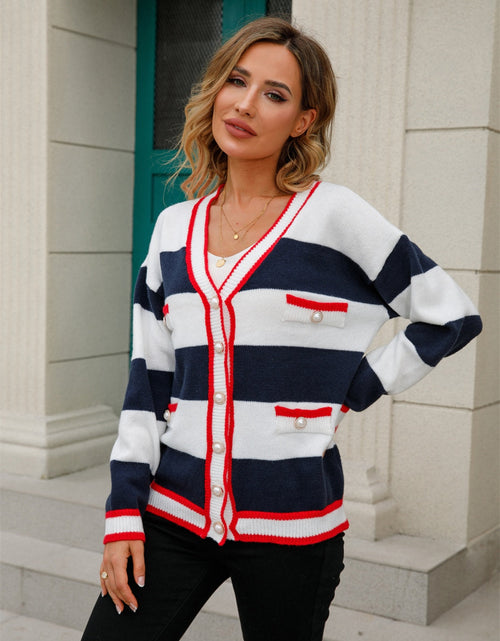 Load image into Gallery viewer, Angel Wings Striped Button Down Cardigan
