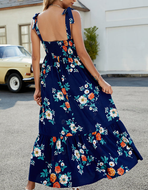 Load image into Gallery viewer, Floral Tie-Shoulder Sleeveless Dress
