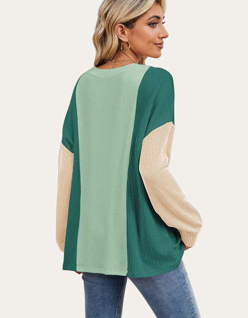 Load image into Gallery viewer, Double Take Texture Contrast Round Neck Long Sleeve T-Shirt
