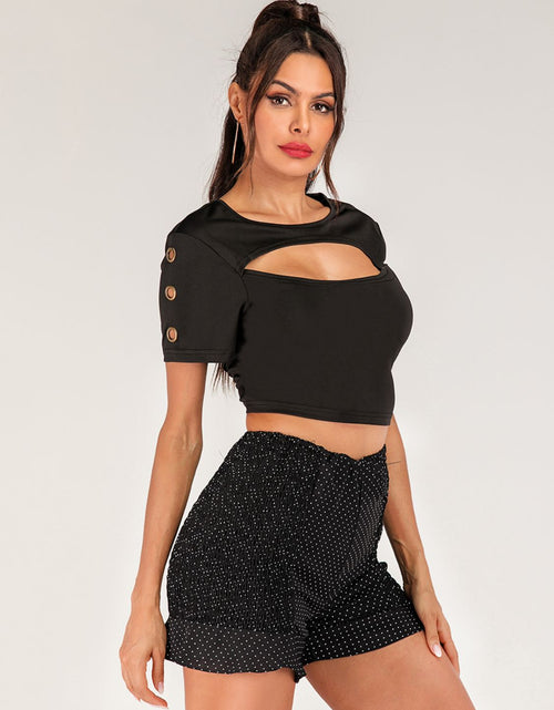 Load image into Gallery viewer, Cutout Grommet Detail Cropped Tee
