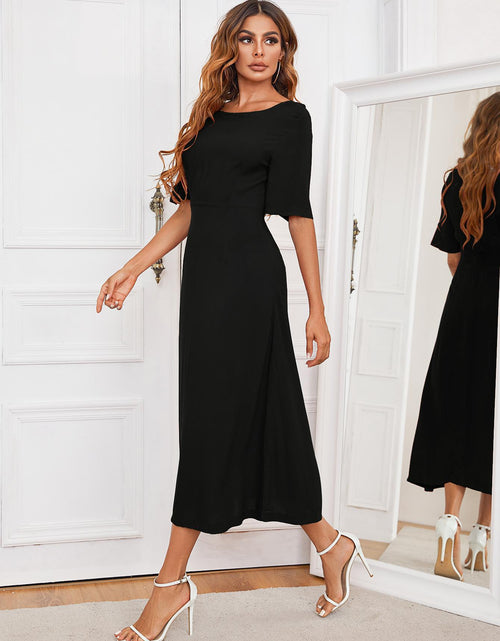Load image into Gallery viewer, Round Neck Cutout Half Sleeve Dress
