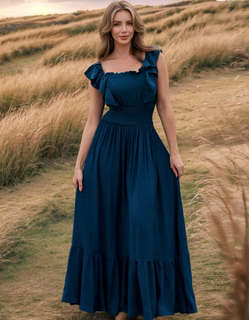 Load image into Gallery viewer, Ruffled Smocked Square Neck Maxi Dress
