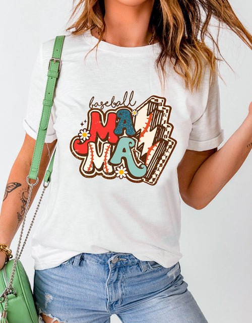 Load image into Gallery viewer, Letter Graphic Round Neck Short Sleeve T-Shirt
