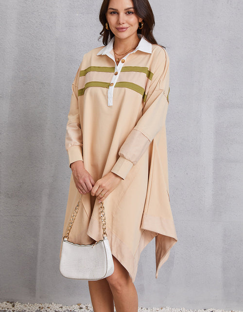 Load image into Gallery viewer, Half Button Handkerchief Hem Dress
