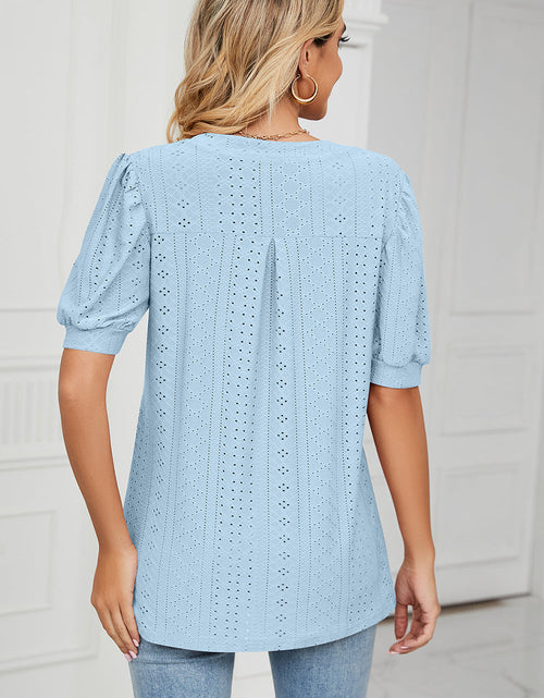 Load image into Gallery viewer, Eyelet Notched Short Sleeve T-Shirt
