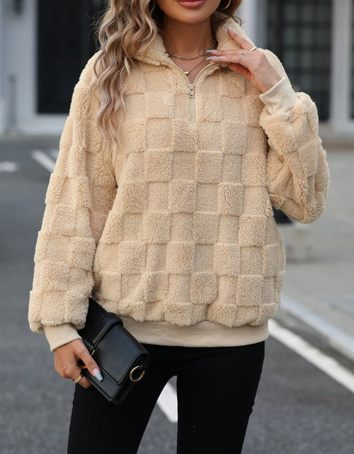 Load image into Gallery viewer, Fuzzy Quarter Zip Long Sleeve Sweatshirt
