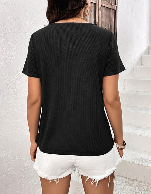 Load image into Gallery viewer, Ivy Lane Lace Trim Contrast Waffle-Knit Top
