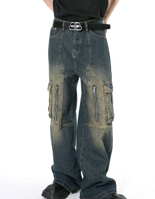 Load image into Gallery viewer, Mid Rise Jeans with Cargo Pockets
